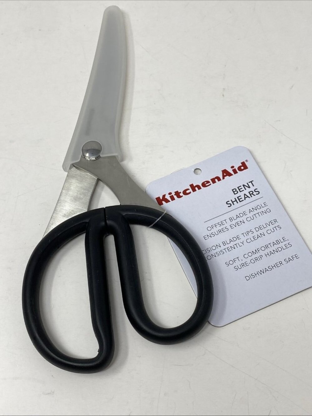 KitchenAid Bent Shears With Offset Blades Black Handles Protective Sheath NEW
